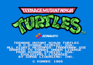 Teenage Mutant Ninja Turtles (US 4 Players, set 2) Title Screen